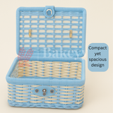 21x18x15 cm | Handmade Aqua Blue Wicker Storage Basket | 1 Piece