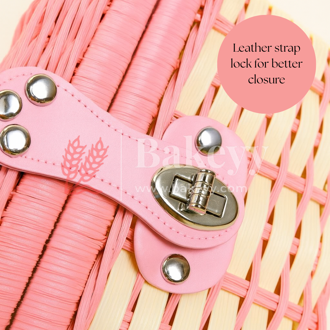 21x18x15 cm | Handmade Pink Wicker Storage Basket | 1 Piece