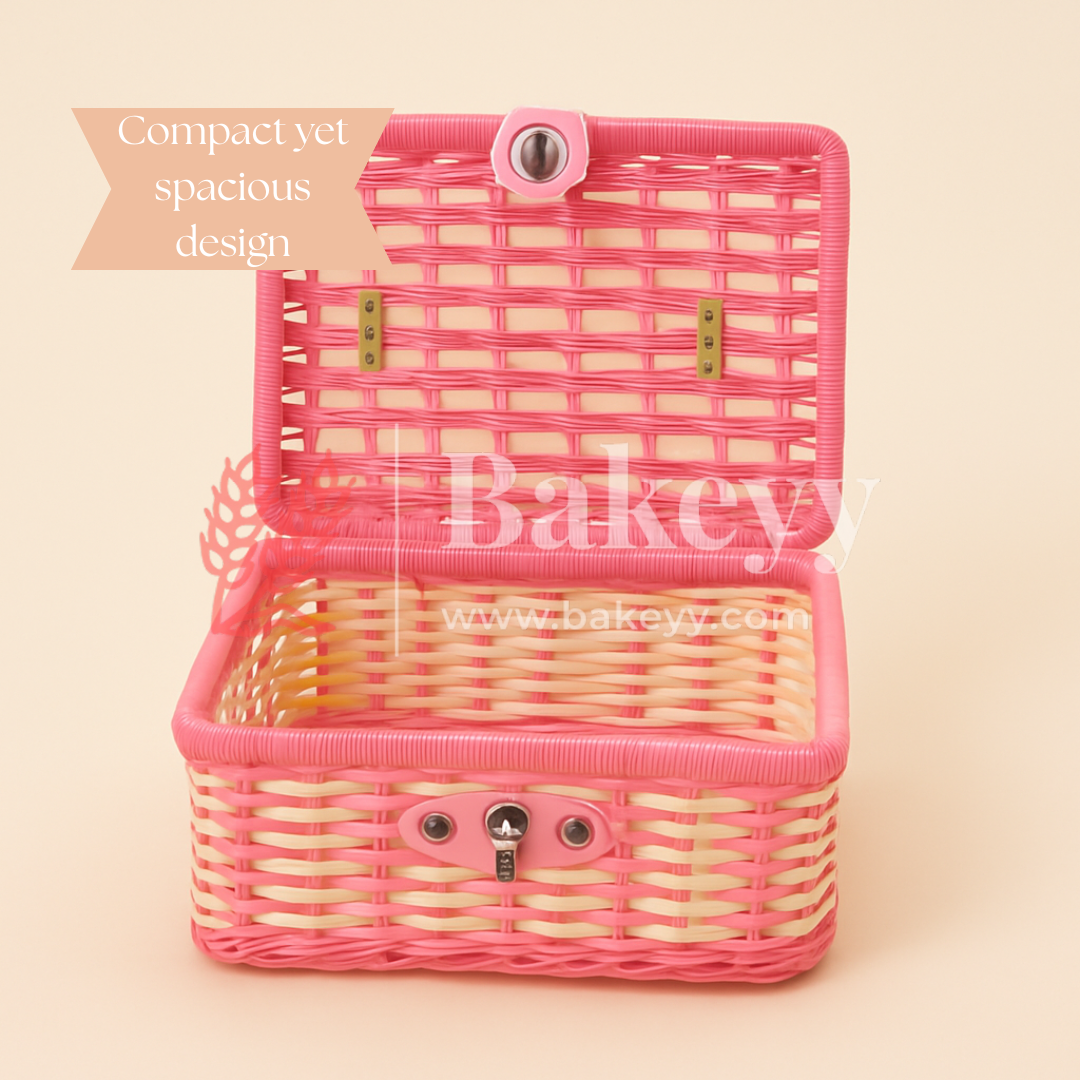 21x18x15 cm | Handmade Pink Wicker Storage Basket | 1 Piece