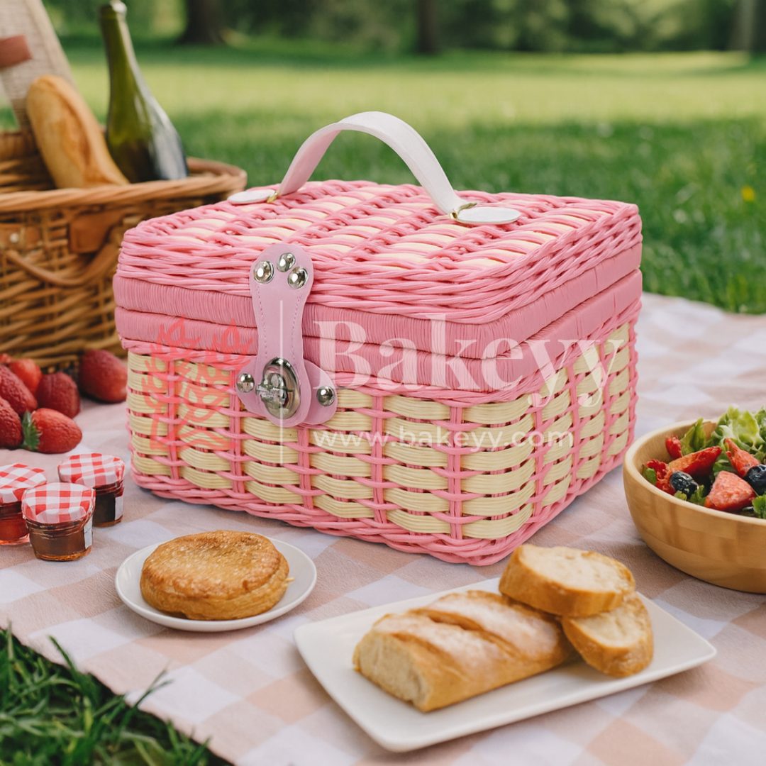 21x18x15 cm | Handmade Pink Wicker Storage Basket | 1 Piece