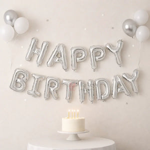 HappyBirthdaySilverFoilLetterBalloonBannerSetPartyDecorationPackof1_1 - Bakeyy.com