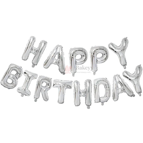 Happy Birthday Silver Foil Letter Balloon Banner Set | Party Decoration | Pack of 1 - Bakeyy.com - India - Happy Birthday Silver Foil Letter Balloon Banner Set | Party Decoration | Pack of 1 - Default Title 110.00