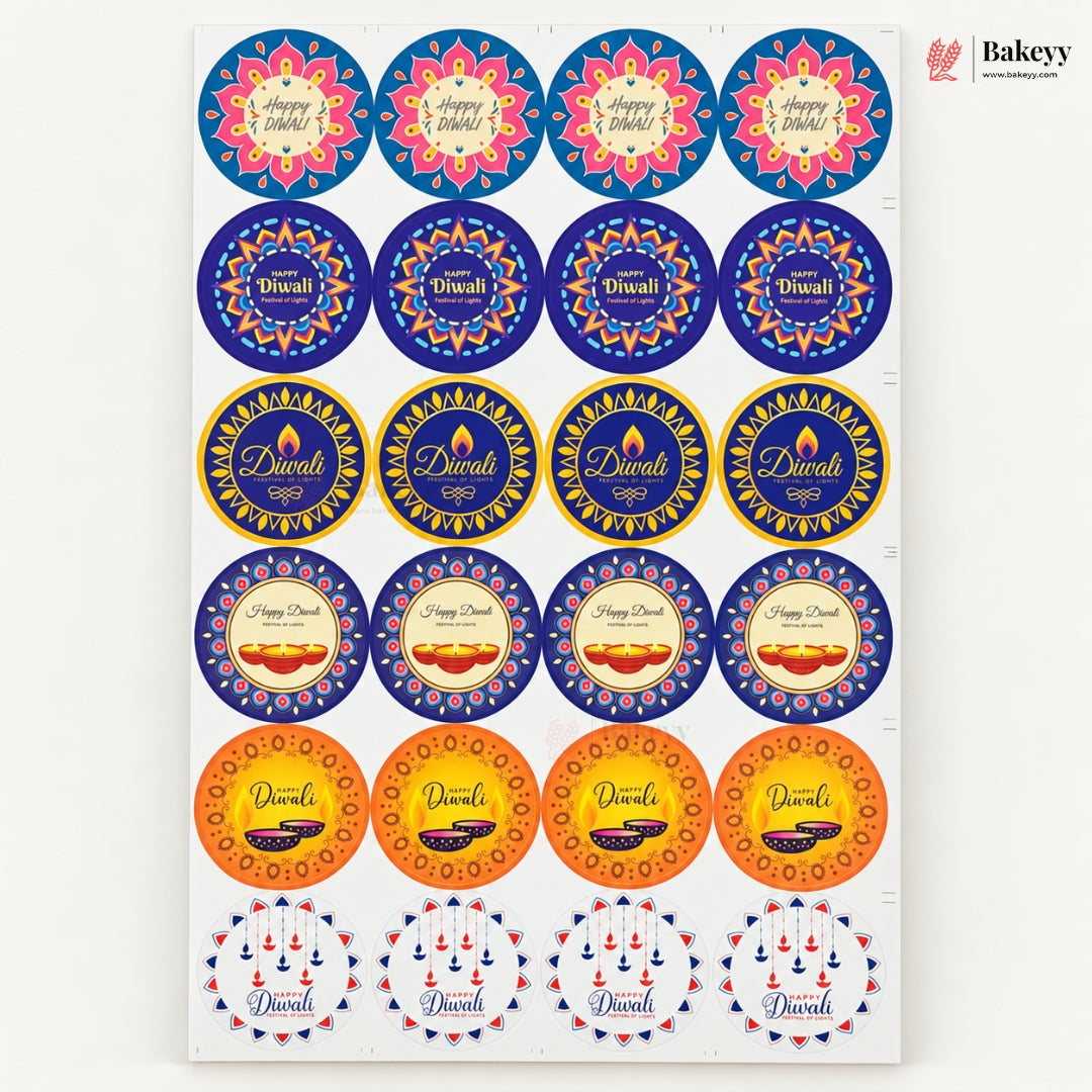 Happy Diwali Round Stickers | Pack of 5