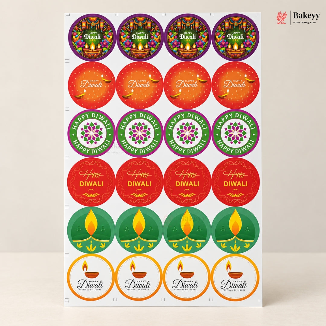 Happy Diwali Round Stickers | Pack of 5