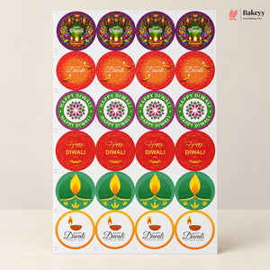 Happy Diwali Round Stickers | Pack of 5