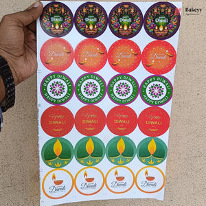 Happy Diwali Round Stickers | Pack of 5