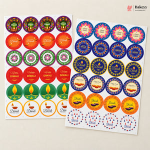 Happy Diwali Round Stickers | Pack of 5
