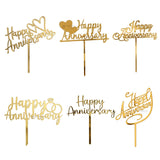 4 Inch Happy Anniversary Acrylic Cake Topper | Assorted Elegant Designs | Celebration Cake Decoration | Pack of 1