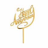 4 Inch Happy Anniversary Acrylic Cake Topper | Assorted Elegant Designs | Celebration Cake Decoration | Pack of 1