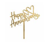 4 Inch Happy Anniversary Acrylic Cake Topper | Assorted Elegant Designs | Celebration Cake Decoration | Pack of 1