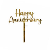 4 Inch Happy Anniversary Acrylic Cake Topper | Assorted Elegant Designs | Celebration Cake Decoration | Pack of 1