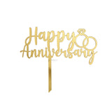 4 Inch Happy Anniversary Acrylic Cake Topper | Assorted Elegant Designs | Celebration Cake Decoration | Pack of 1