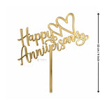 4 Inch Happy Anniversary Acrylic Cake Topper | Assorted Elegant Designs | Celebration Cake Decoration | Pack of 1
