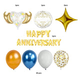 Happy Anniversary Balloon Decoration Kit | Blue Gold Theme | Party Decor Set | Pack of 1