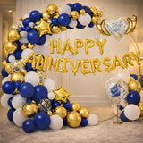 Happy Anniversary Balloon Decoration Kit | Blue Gold Theme | Party Decor Set | Pack of 1