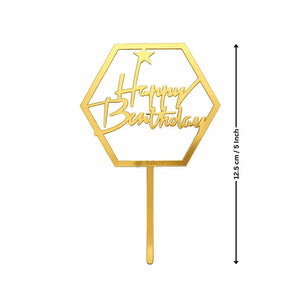 Happy Birthday Acrylic Cake Topper | Elegant Birthday Designs | Cake Decoration Accessory - Bakeyy.com - India - Happy Birthday Acrylic Cake Topper | Elegant Birthday Designs | Cake Decoration Accessory - Design 1 / 5 Inch | Pack of 5 75.00