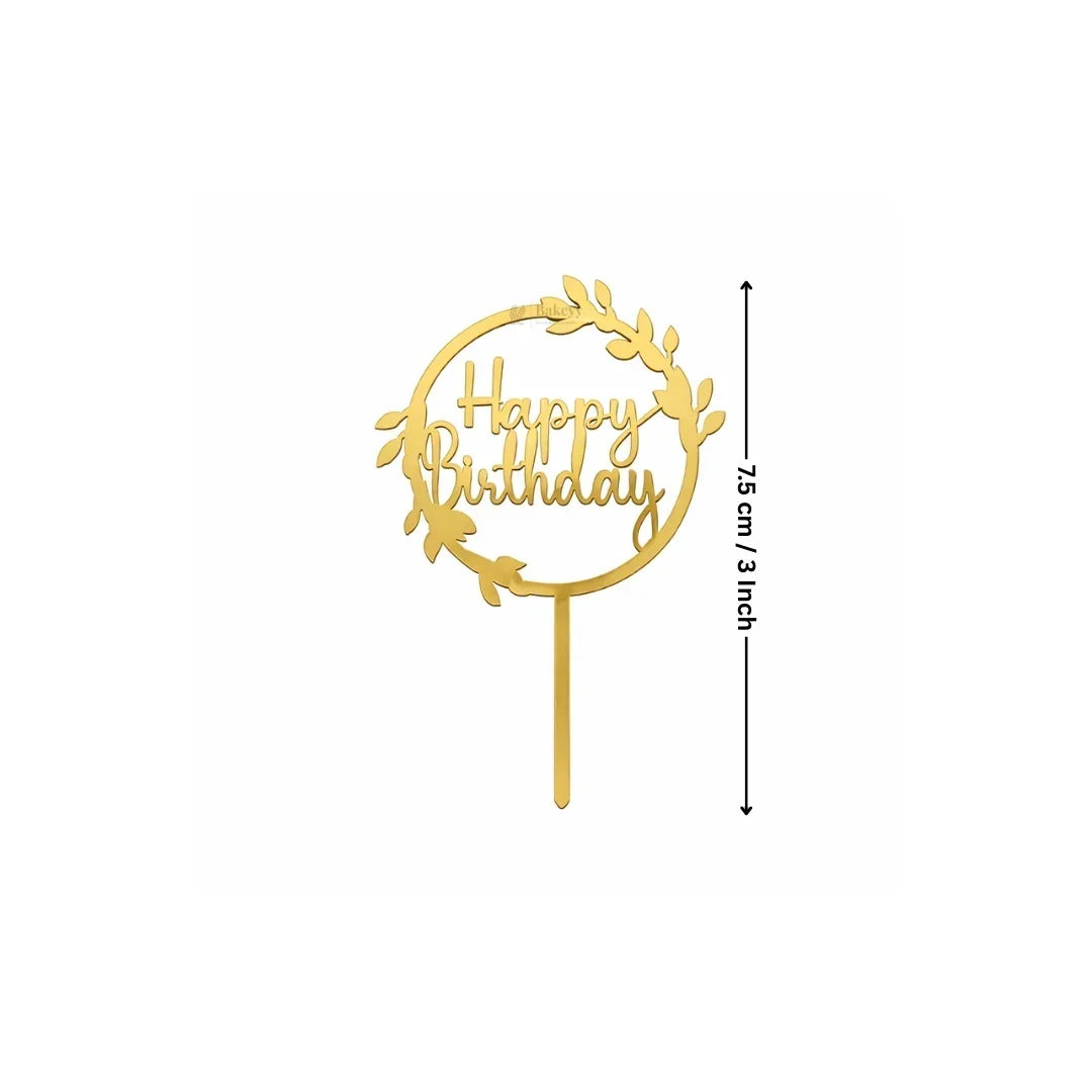 Happy Birthday Acrylic Cake Topper | Elegant Birthday Designs | Cake Decoration Accessory - Bakeyy.com - India - Happy Birthday Acrylic Cake Topper | Elegant Birthday Designs | Cake Decoration Accessory - Design 2 / 3 Inch | Pack of 10 80.00