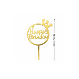 Happy Birthday Acrylic Cake Topper | Elegant Birthday Designs | Cake Decoration Accessory - Bakeyy.com - India - Happy Birthday Acrylic Cake Topper | Elegant Birthday Designs | Cake Decoration Accessory - Design 4 / 3 Inch | Pack of 10 80.00