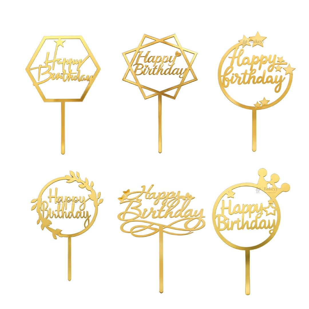 Happy Birthday Acrylic Cake Topper | Elegant  Birthday Designs | Cake Decoration Accessory