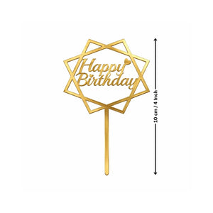 Happy Birthday Acrylic Cake Topper | Elegant Birthday Designs | Cake Decoration Accessory - Bakeyy.com - India - Happy Birthday Acrylic Cake Topper | Elegant Birthday Designs | Cake Decoration Accessory - Design 5 / 4 Inch | Pack of 5 60.00