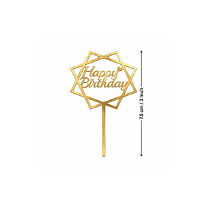 Happy Birthday Acrylic Cake Topper | Elegant Birthday Designs | Cake Decoration Accessory - Bakeyy.com - India - Happy Birthday Acrylic Cake Topper | Elegant Birthday Designs | Cake Decoration Accessory - Design 5 / 3 Inch | Pack of 10 80.00