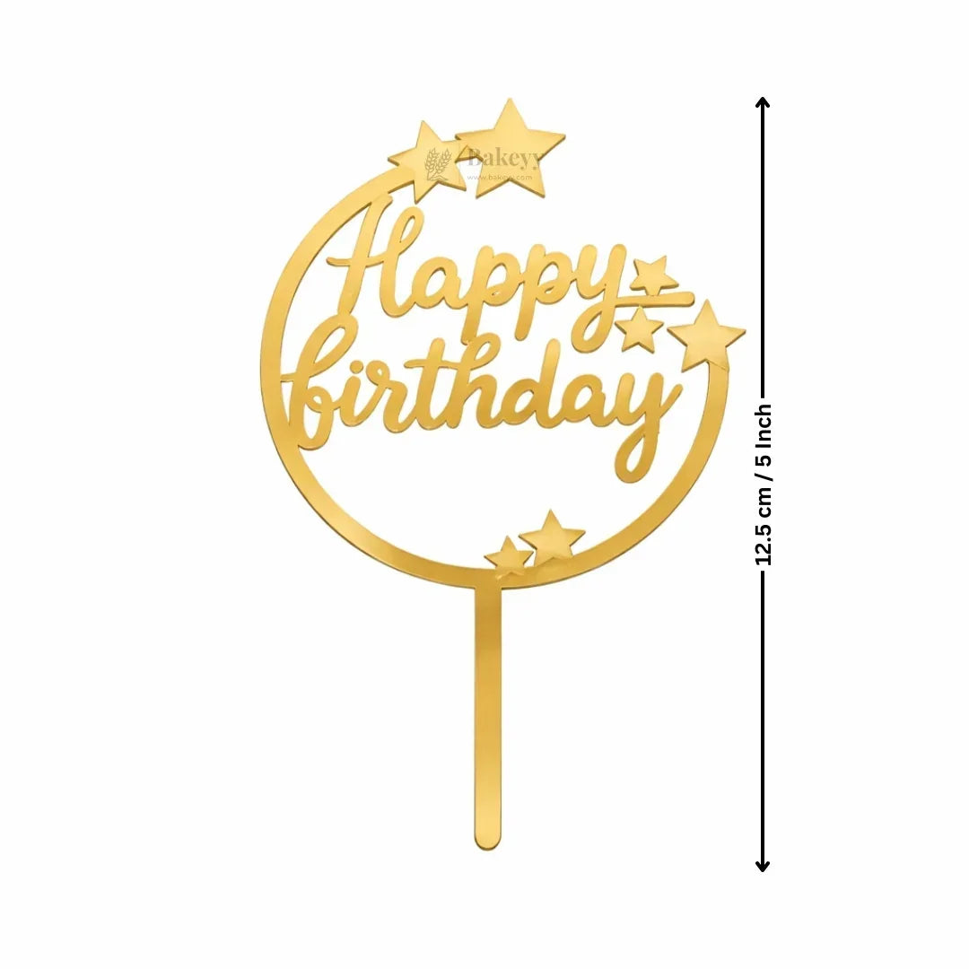Happy Birthday Acrylic Cake Topper | Elegant Birthday Designs | Cake Decoration Accessory - Bakeyy.com - India - Happy Birthday Acrylic Cake Topper | Elegant Birthday Designs | Cake Decoration Accessory - Design 1 / 3 Inch | Pack of 10 80.00