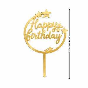 Happy Birthday Acrylic Cake Topper | Elegant Birthday Designs | Cake Decoration Accessory - Bakeyy.com - India - Happy Birthday Acrylic Cake Topper | Elegant Birthday Designs | Cake Decoration Accessory - Design 1 / 3 Inch | Pack of 10 80.00