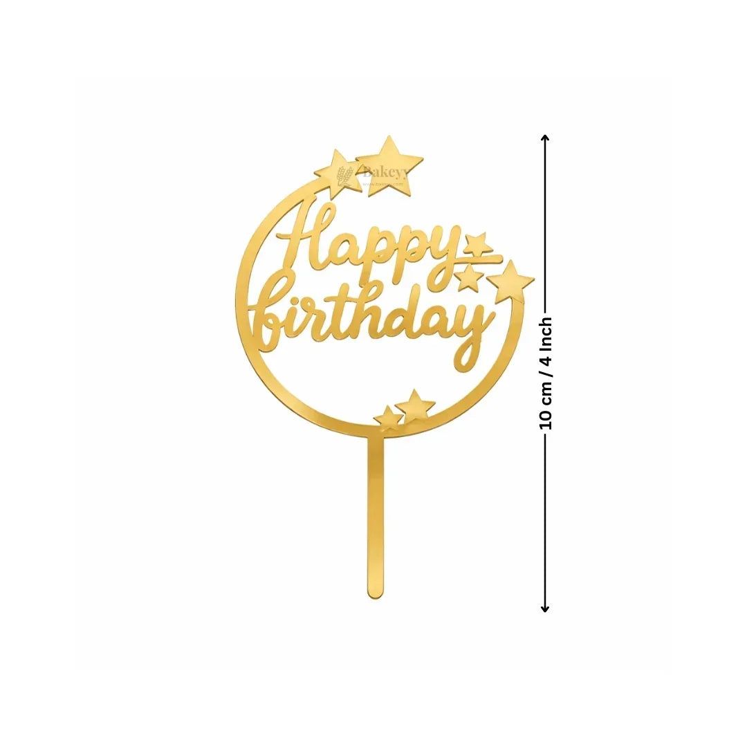 Happy Birthday Acrylic Cake Topper | Elegant Birthday Designs | Cake Decoration Accessory - Bakeyy.com - India - Happy Birthday Acrylic Cake Topper | Elegant Birthday Designs | Cake Decoration Accessory - Design 1 / 3 Inch | Pack of 10 80.00