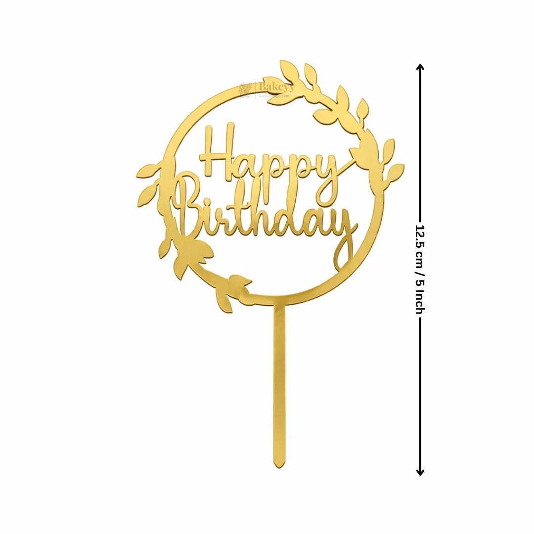 Happy Birthday Acrylic Cake Topper | Elegant Birthday Designs | Cake Decoration Accessory - Bakeyy.com - India - Happy Birthday Acrylic Cake Topper | Elegant Birthday Designs | Cake Decoration Accessory - Design 2 / 5 Inch | Pack of 5 75.00