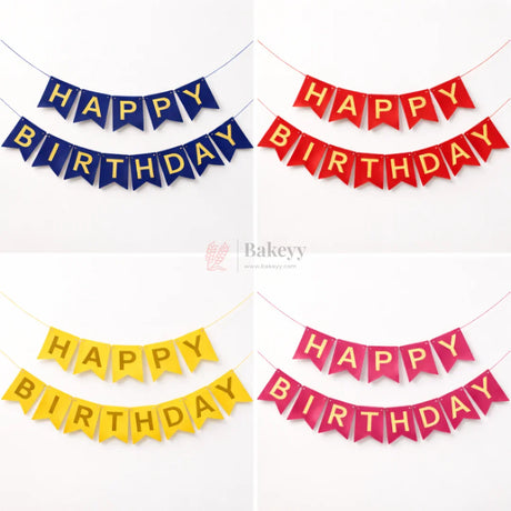 Happy Birthday Banner Decoration | Party Bunting Set | Letters with Satin Hanging String | Pack of 1