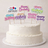 Happy Birthday Cake Toppers | Multiple Design Options with Wooden Stick | Pack of 50