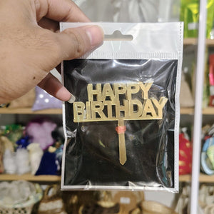 3 Inch | Gold Acrylic Happy Birthday Cake Topper | Laser Cut Cake Decoration | 10 Pieces Per Pack | Pack of 1