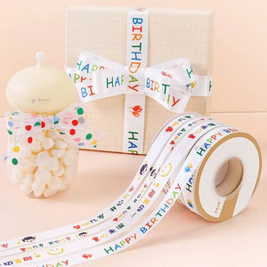Happy Birthday Printed Decorative Ribbon Roll | Birthday Party Essential | Gift Decorations | Pack of 1 - Bakeyy.com - India - Happy Birthday Printed Decorative Ribbon Roll | Birthday Party Essential | Gift Decorations | Pack of 1 - Default Title 190.00