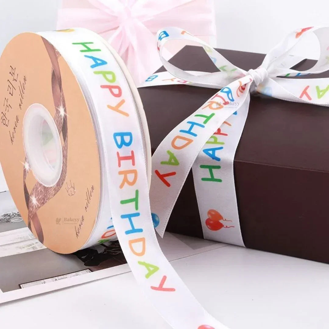 Happy Birthday Printed Decorative Ribbon Roll | Birthday Party Essential | Gift Decorations | Pack of 1 - Bakeyy.com - India - Happy Birthday Printed Decorative Ribbon Roll | Birthday Party Essential | Gift Decorations | Pack of 1 - Default Title 190.00