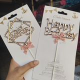 8.5 Inch | Metallic Rose Gold Happy Birthday Cake Topper with Ribbon | Metallic Rose Gold | 1 Piece