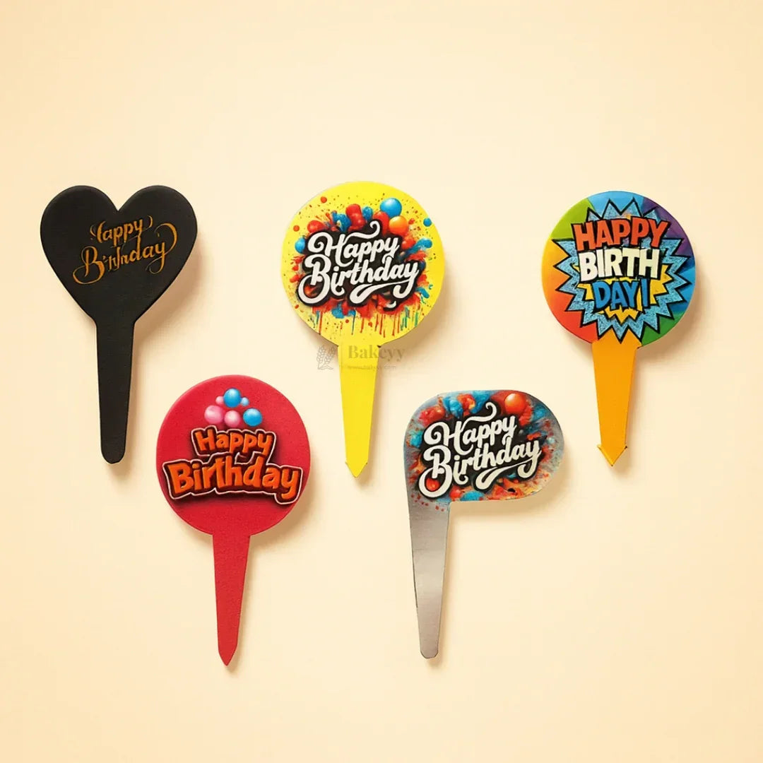 Happy Birthday Paper Cake Toppers | Cupcake Toppers | Birthday Decorations Items | Pack of 100 - Bakeyy.com - India - Happy Birthday Paper Cake Toppers | Cupcake Toppers | Birthday Decorations Items | Pack of 100 - Default Title 20.00