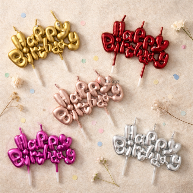 Happy Birthday Candle | Metallc Shades | Pack of 1