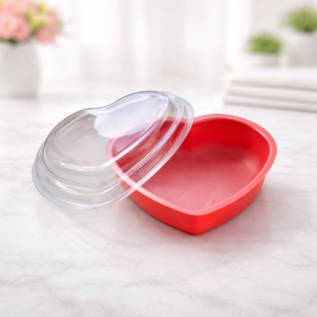 Heart-Shaped Food Container with Transparent Lid | Multipurpose Dessert & Gift Packaging Box | Reusable | Pack of 25