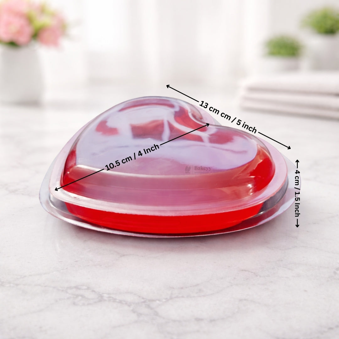 Heart-Shaped Food Container with Transparent Lid | Multipurpose Dessert & Gift Packaging Box | Reusable | Pack of 25