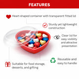 Heart-Shaped Food Container with Transparent Lid | Multipurpose Dessert & Gift Packaging Box | Reusable | Pack of 25