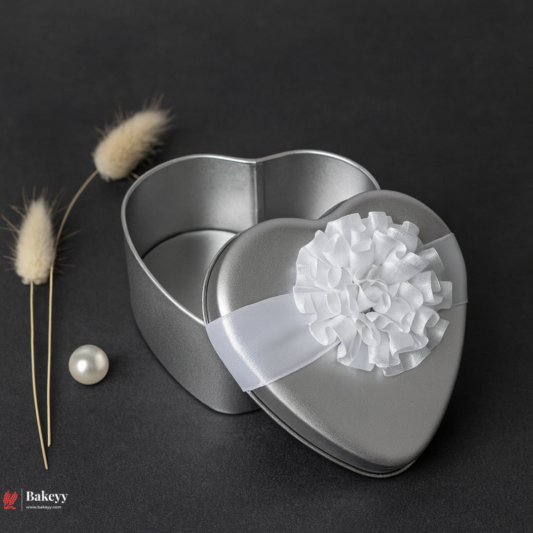 Heart Shaped Tin Boxes | Heart-Shaped Tin Box with Attached Ribbon  | Pack of 12