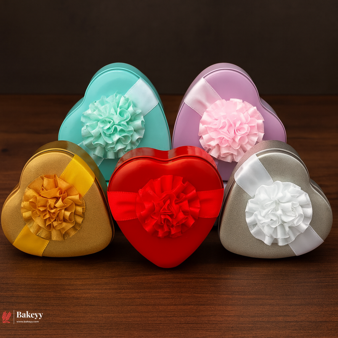 Heart Shaped Tin Boxes | Heart-Shaped Tin Box with Attached Ribbon  | Pack of 12