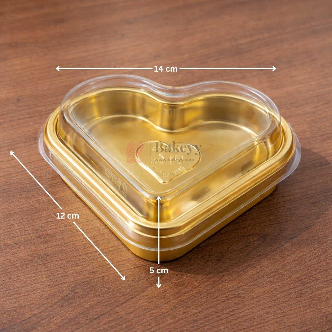 Heart Shape Chocolate Box with Transparent Lid | Gold Base Premium Packaging Box | Pack of 50