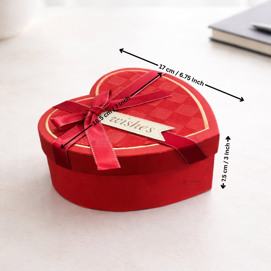 Heart Shape Red Rigid Gift Box with Ribbon | Premium Valentine & Hampers Packaging Box | Luxury Storage & Gifting Box | Available in 3 Sizes | Pack of 1