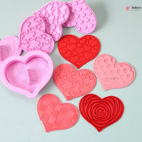 Heart Theme Cookie Cutter & Embosser Set | 8 Piece | Pack of 1 