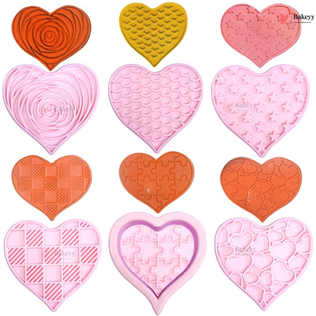 Heart Theme Cookie Cutter & Embosser Set | 8 Piece | Pack of 1 