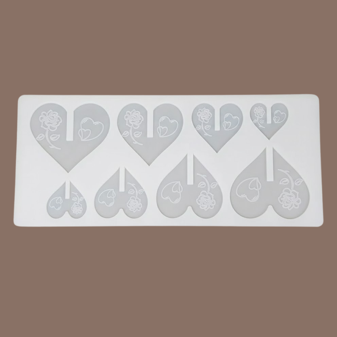 Heart Shape Garnishing Silicone Mould for Cakes & Chocolates | Multi Size Hearts | Pack of 1