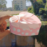 Heart Shape Polka Heart Gift Box | Premium Heart-Shaped Rigid Box with Satin Bow | Silver Polka Dot | Pack of 1
