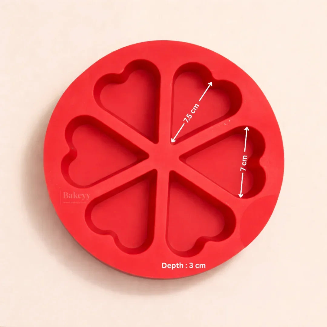 Silicone Heart Shape Silicone Mould | 6 Cavities | 1 Piece - Bakeyy.com - India - Silicone Heart Shape Silicone Mould | 6 Cavities | 1 Piece - Default Title 199.00