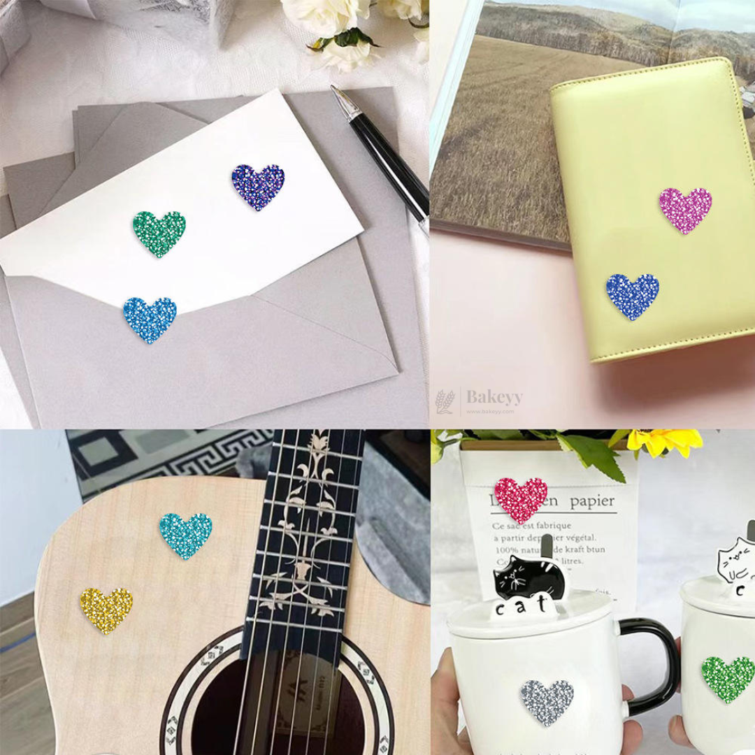 Heart Shape Stickers Roll | Printed Glitter-Effect Hearts | 500 Pcs | Pack of 1